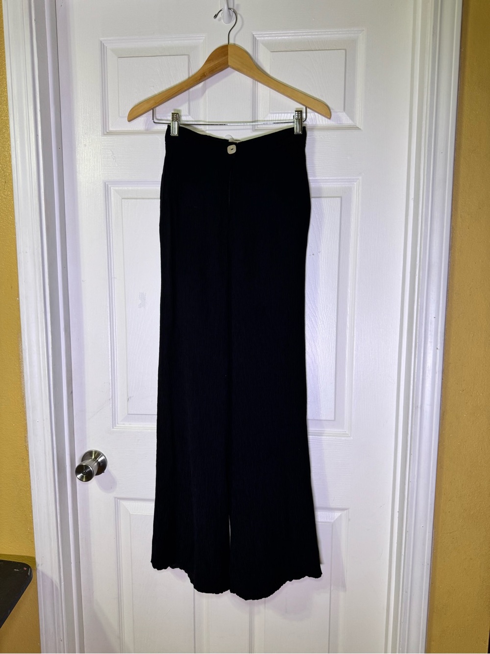 Jason Wu Black Crinkle Textured Wide Leg Pants High Waist XS